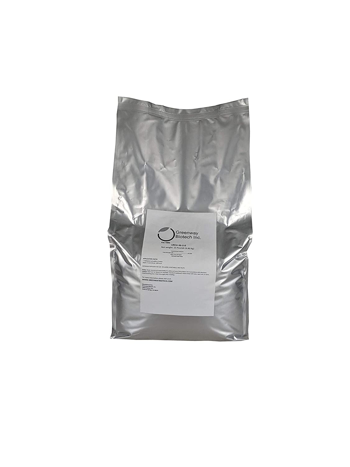 Greenway Biotech Urea Fertilizer Plant Food - High Efficiency 46% Nitrogen 46-0-0 for Indoor, Outdoor Plants - Prilled Aqua Regia Gold Refining 99.9% Water Soluble Garden Lawn Fertilizer- 1 Pound