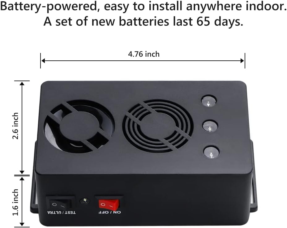 Angveirt Ultrasonic Battery Operated Rodent Repellent with Strobe Lights