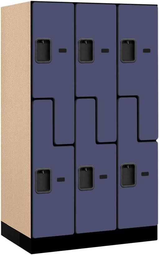 Salsbury Industries Double Tier 'S' Style Designer Wood Locker, Mahogany, 5' 3" x 15"