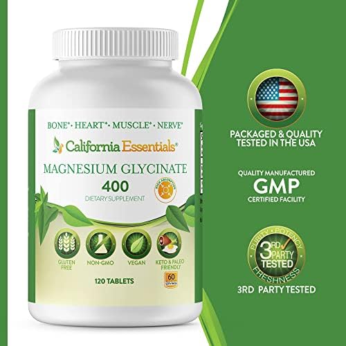 Magnesium Glycinate 400 - Chelated, High Absorption Magnesium for Muscle Relief, Bone & Heart Support -Vegan, Non-GMO, Gluten-Free 240 Tablets (Servings 120, Serving Size (2) 200mg Tablets)