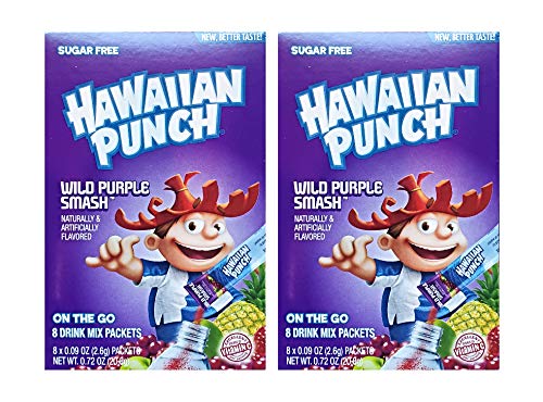 Hawaiian Punch Sugar Free Hydrating On-the-Go Drink Mix: Wild Purple Smash - 2 Pck (16 Packets)