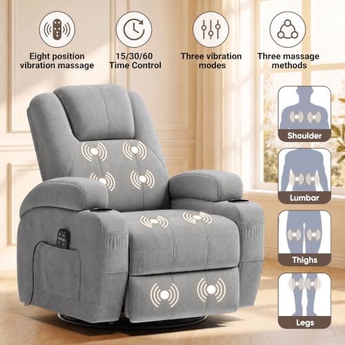 Flamaker Rocking Chair Recliner Chair with Massage, Rocking Chair Nursery