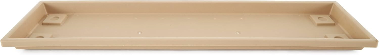 HC Companies Farmhouse Venetian 30 Inch Rectangular Flower Box Plant Saucer Drip Tray, Sandstone Tan, 12 Pack