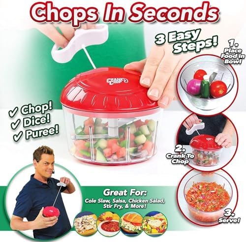 Food Chopper and Processor Original - Chop Dice Puree Vegetables Onions Tomatoes Garlic Meats and Nuts in Just Seconds for Delicious Meals - Perfect