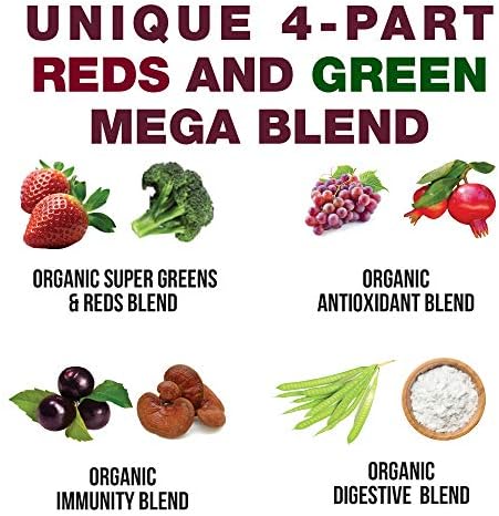 Kids Greens + Reds Superfood Powder. Best Tasting Organic Vegan Super Food | Green and Red Superfoods Juice Powder Supplement for Children with 25+