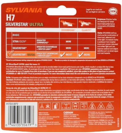 SYLVANIA - H7 SilverStar Ultra - High Performance Halogen Headlight Bulb, High Beam, Low Beam and Fog Replacement Bulb