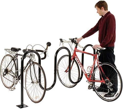 Global Industrial 68" L Wave Bike Rack, Black, Flange Mount, 7-Bike Capacity