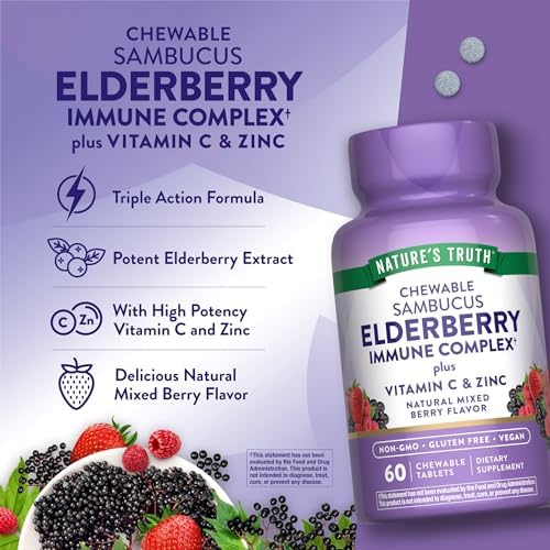 Nature's Truth Elderberry Immune Complex | 60 Chewable Tablets