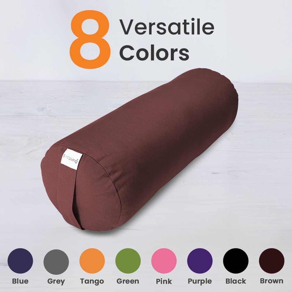 Sol Living Yoga Bolster Pillow for Restorative Yoga, 100% Cotton Meditation Cushion