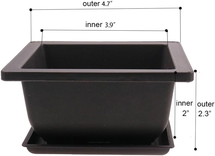MUZHI 6PCS/Pack Retro Style Basin Plastic Flower Pot 6.5 Inch Flower Bonsai Tree Plant Bowl Nursery Pots Maceta Cuadrada Simulational Purple Sands Pots with Tray Rectangle Small