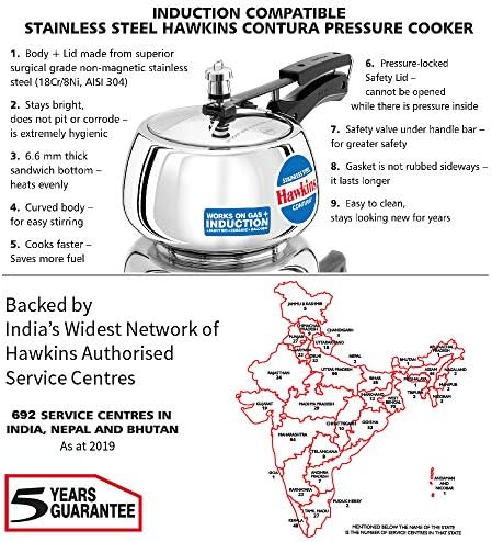 Hawkins 3 Litre Contura Pressure Cooker, Stainless Steel Inner Lid Cooker, Handi Cooker, Induction Cooker, Silver (SSC30)