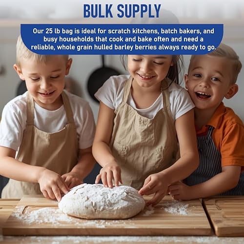 Great River Milling Organic Hulled Barley, Whole Grain, 25 lb | Organic Hulled Barley for soups, stews, pilaf, porridge, salads, grain bowls and home milling; chewy whole-grain texture and