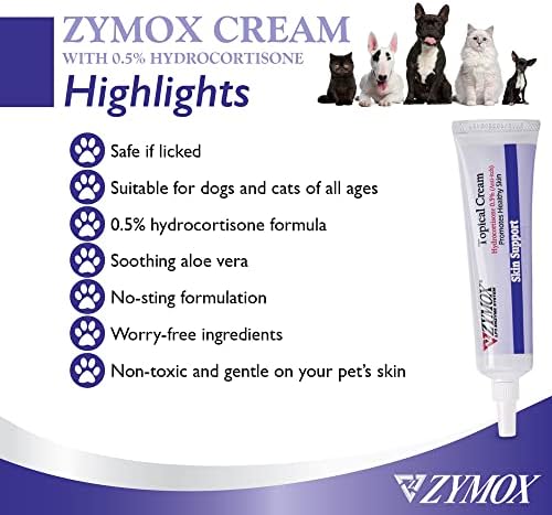 Zymox Topical Cream with 0.5% Hydrocortisone for Dogs and Cats, 1oz