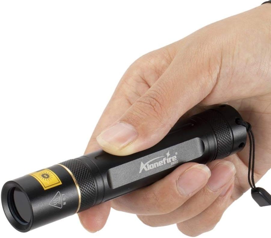 ALONEFIRE SV003 10W 365nm UV Flashlight Portable USB Rechargeable Woods Lamp Black Light for Pet Urine Detection, Resin Curing, Scorpion, Fishing