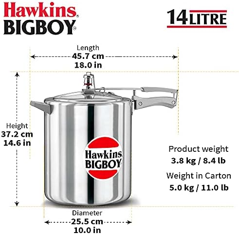 Hawkins Bigboy Aluminum Pressure Cooker, 14 Litres