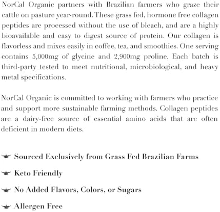 Norcal Organic Hydrolyzed Collagen Peptides, Grass-Fed, 20g Protein, 12oz