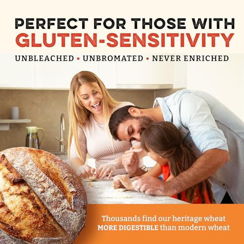 Sunrise Flour Mill Organic Heritage Whole Wheat Flour - 2 lbs | Easier to Digest with Less Bloating | No Bleaching or Bromating | Zero Additives