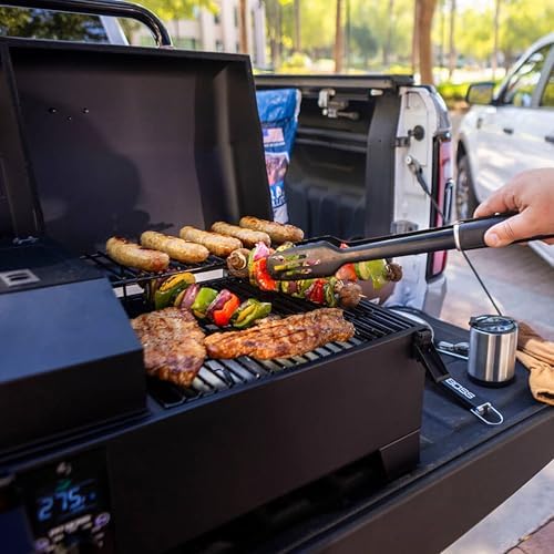 Pit Boss 150 Wood Pellet Grill & Smoker with Flame Broiler 256-Sq. In. Cooking Space, 180°F to 500°F Temperature Range, 7 lb. Pellet Hopper, for Tailgating, Camping, or Travel, Black | 180-500F temperature range, 7 lb hopper, flame broiler, automatic sta…