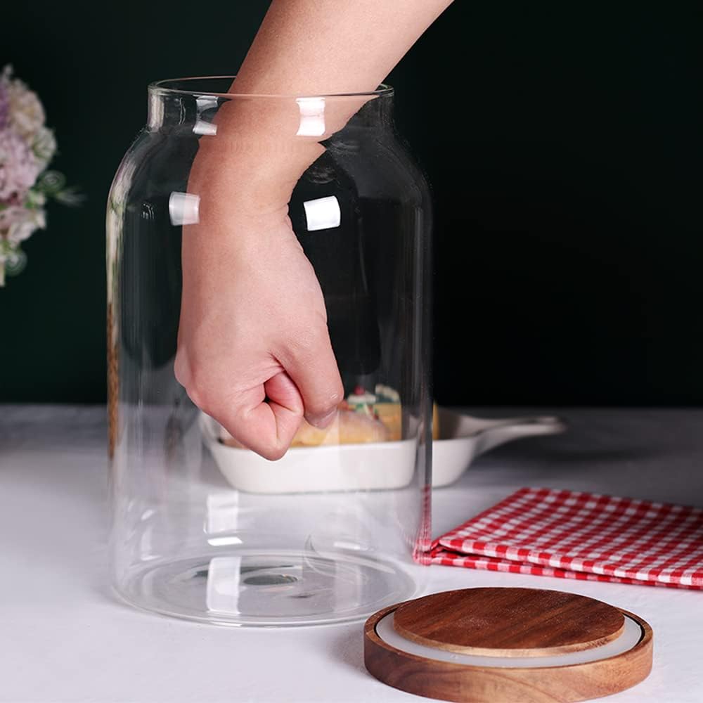 SAIOOL Egg Jar,kitchen canister， 1 Gallon Large Glass Food Storage Jars with Airtight Lid, Clear