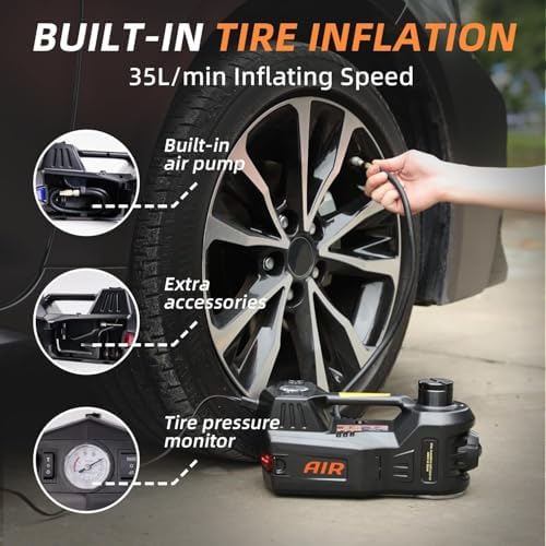 STANDTALL Electric Car Jack 5 Ton 12V Hydraulic Jack, Built-in Inflator