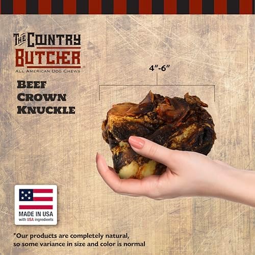 THE COUNTRY BUTCHER Crown Knuckle Beef Dog Bones, Natural Chew, USA, 4 Ct