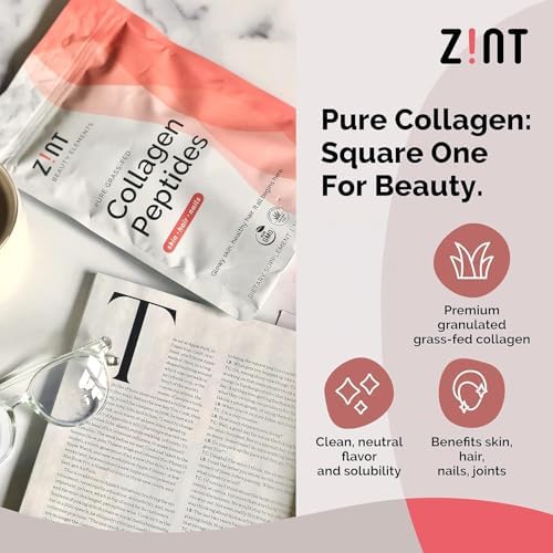 Zint Collagen Peptides Powder (32 oz) | Grass-Fed, Hydrolyzed Type I & III | Supports Skin, Hair, Joints & Gut Health | Rich in Key Amino Acids | Non-GMO, Unflavored