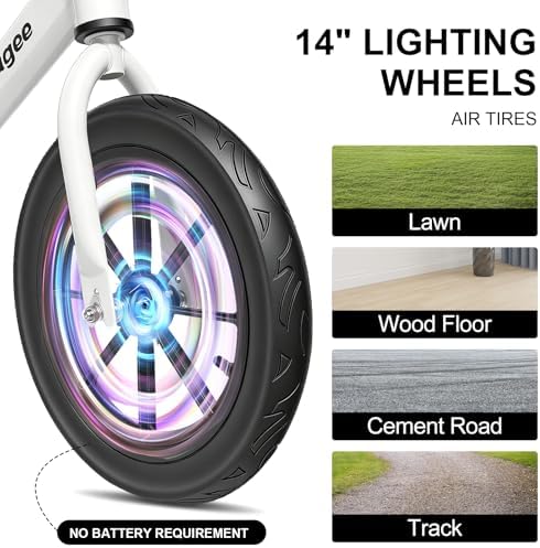 Toddler Balance Bike, 14" Lighting Wheels, Air Tires, Kids' Balance Bikes for 3-6 Years Old with Adjustable Seat