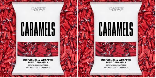 Candy Envy - Individually Wrapped Caramels - Red Wrapper - 2 Pound Bulk Red Candy