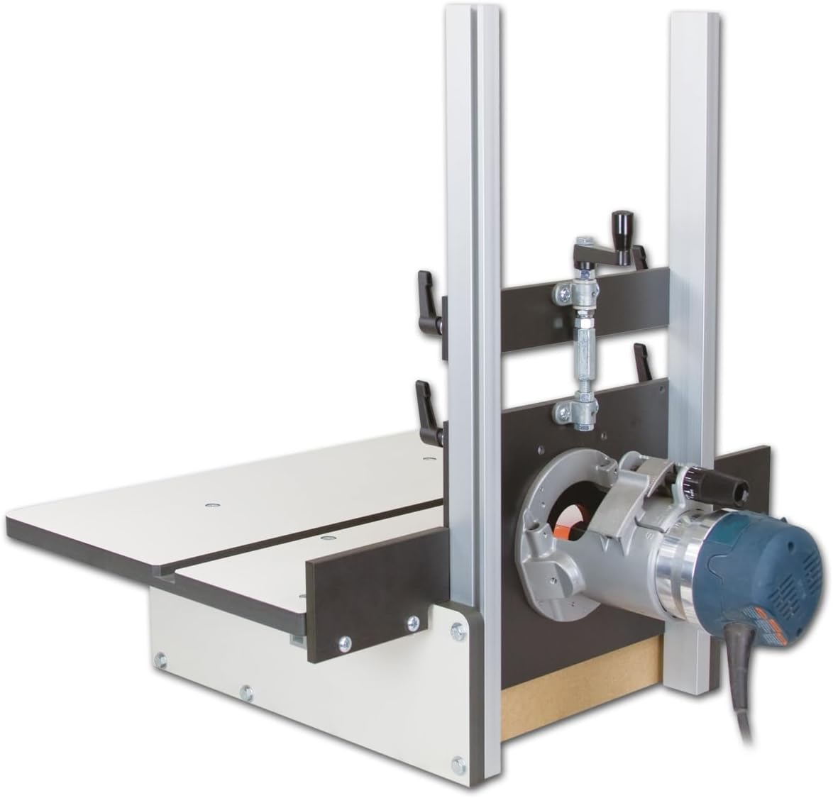 Woodhaven 6000 Horizontal Router Table, Made in USA | 15-5/8" x 23-3/4" phenolic top, 3/8" x 3/4" miter slot, 2-1/2" bit opening, fine height adjuster