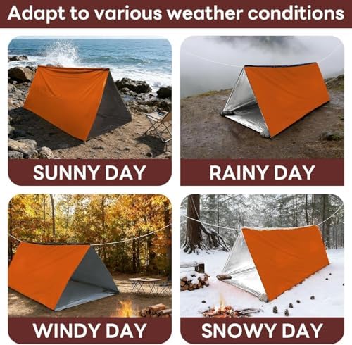 Deecam Emergency Survival Tent, 1 or 2 Person Mylar Thermal Shelter