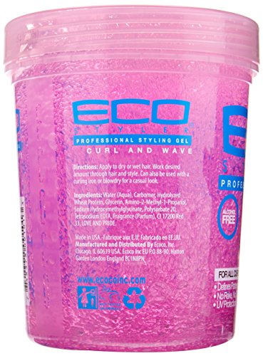 Ecoco Eco Style Hair Gel - Curl And Wave - Anti-Itch, Alcohol-Free Formula - Perfect Hold For Angled Or Tapered Sides - Ideal For Wavy Hair - No Flakes - Not Animal Tested - Moisturizes - 8 Oz