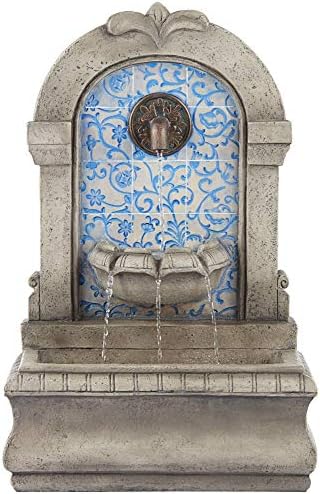 Manhasset 30 1/4" High Stone and Blue Outdoor Floor Large Fountain | Italian Decor Faux Standing Waterfall Tiered Cascading Water Feature for
