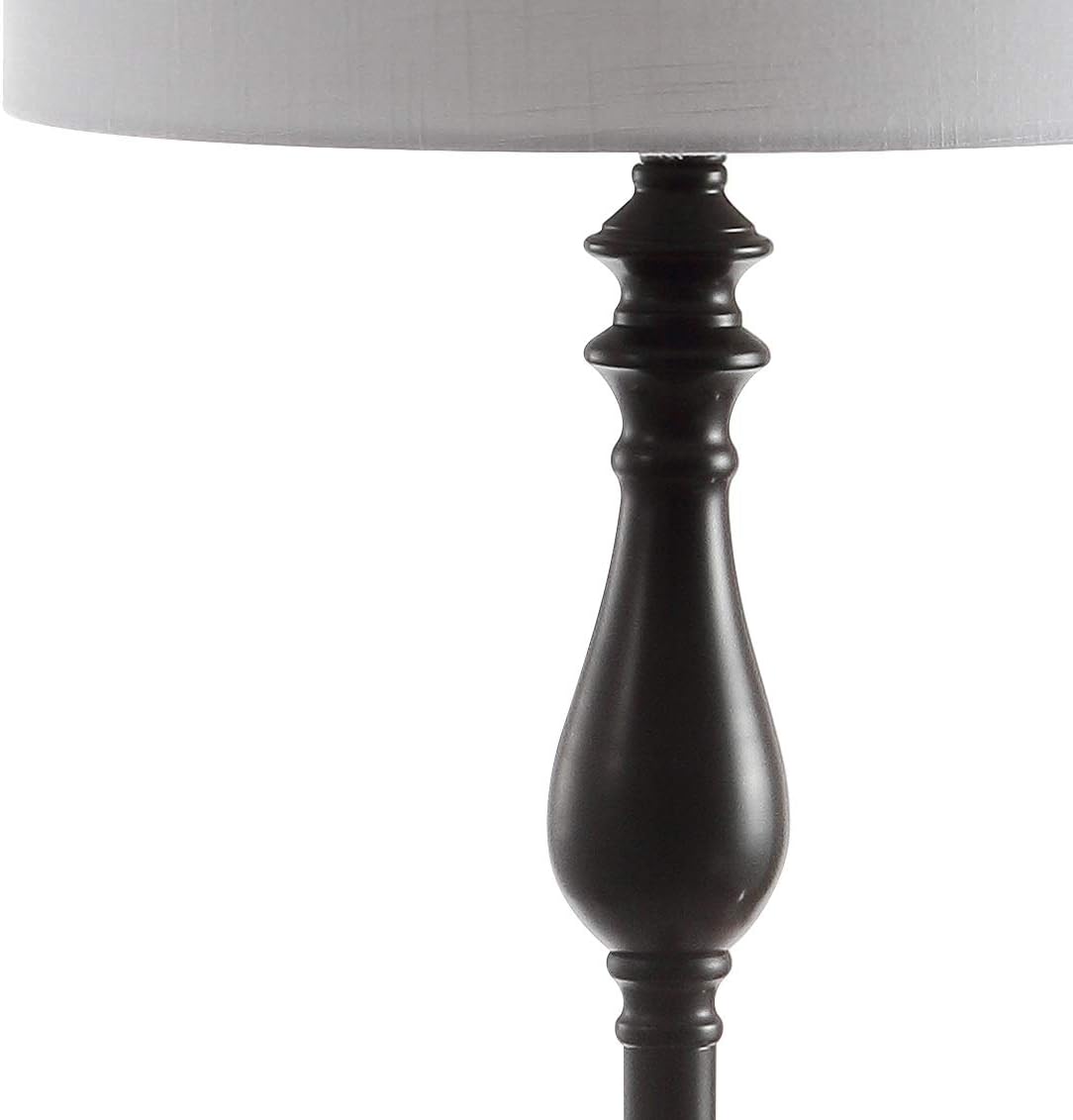 JONATHAN Y Laine 60" Metal and Glass Table Floor Lamp, Oil Rubbed Bronze | Traditional Transitional Style, White Linen Drum Shade, LED Bulb Included