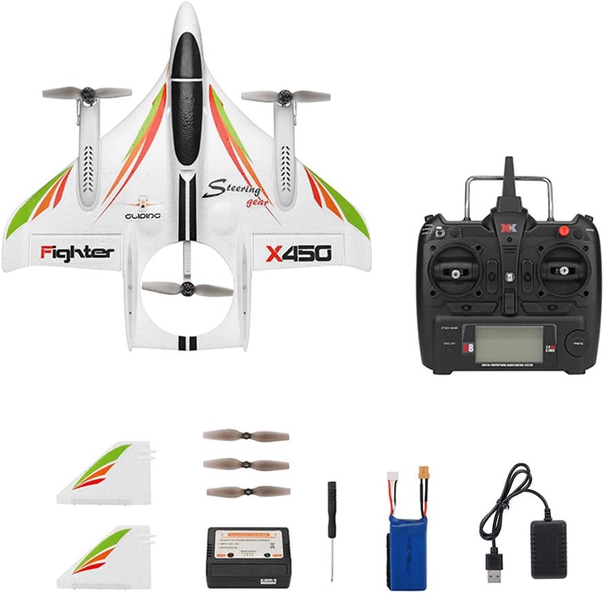 GoolRC WLtoys XK X450 RC Airplane, 2.4G 6CH Glider Fixed Wing Aircraft, 3 Flight Models Brushless Helicopter Vertical Takeoff Landing RTF for Adults