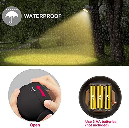 HONWELL Battery Operated Motion Sensor Light Outdoor Wireless Spotlight Waterproof Motion Detector Security Flood Light