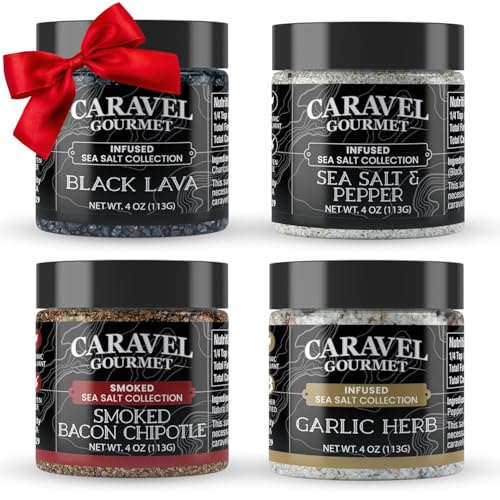 Caravel Gourmet Smoked Sea Salt Sampler, 6-Flavor Grilling Salts, 0.5 oz | Grilling & cooking salts bundle, finishing salt & spice variety pack gift for special occasions