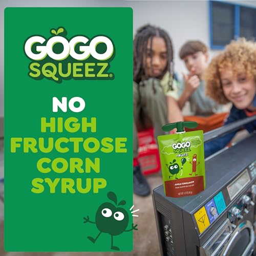 GoGo squeeZ No Sugar Added Applesauce, Apple Apple, 18 Count | Kids on the go fruit snack made with applesauce & fruit puree; 3.2 oz pouches, gluten and nut free, recloseable cap, BPA-free