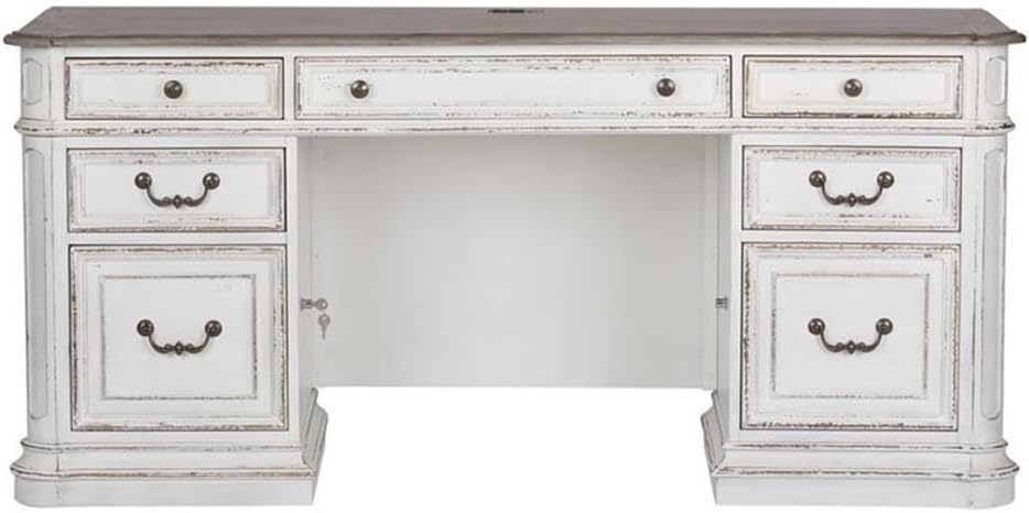 Liberty Furniture Industries Magnolia Manor Lift Top Writing Desk, W56 x D28 x H30, White