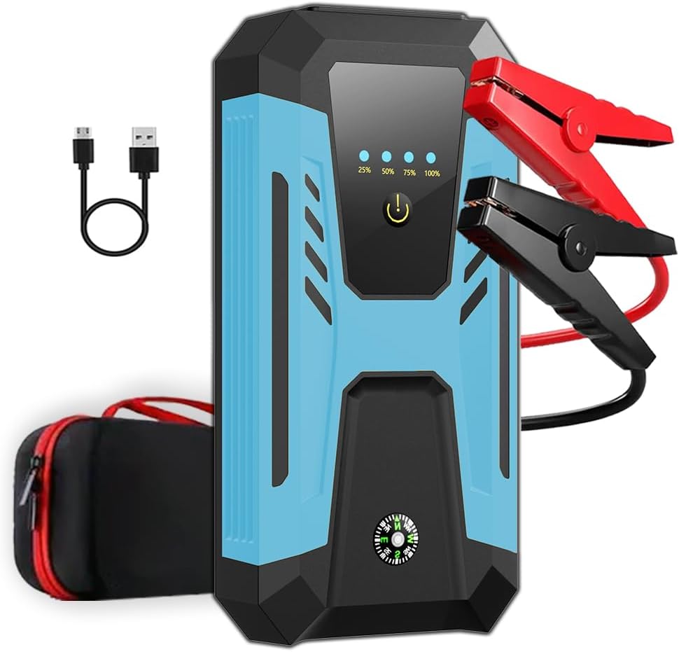 12v Jump Starter for 10.0L Gas/8.0L Diesel, 6000A Peak Car Battery Jumper Starter Portable
