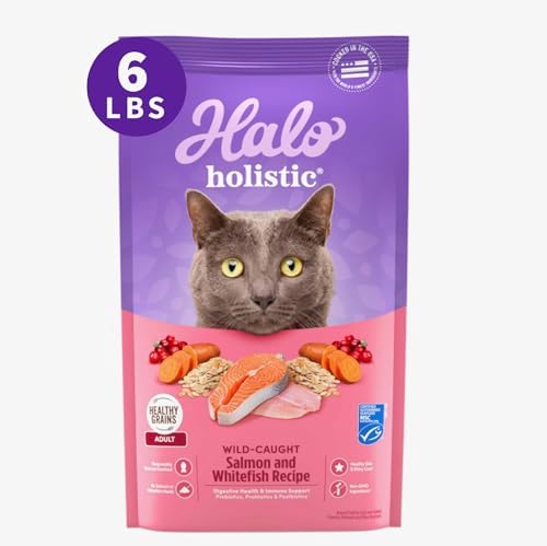 Halo Natural Dry Cat Food, Wild Salmon & Whitefish Recipe, 3-Pound Bag