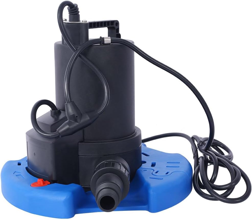 Pool Cover Pump, 1/4 HP 1850GPH Automatic Submersible Water Pump, 120V Swimming Pool Drain Pump with Auto On/Off Sensor