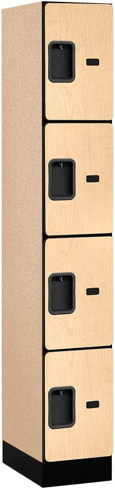Salsbury Industries Four Tier Designer Wood Locker, Mahogany, 6' 3" x 18"