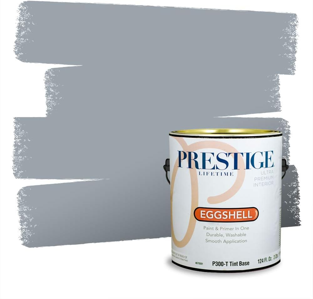 PRESTIGE Paints Exterior Paint and Primer In One, 1-Gallon, Semi-Gloss, Comparable Match of Behr* Intercoastal Gray*