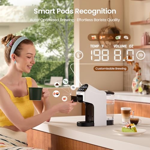 Magician2 5-in-1 Mini Coffee Maker & Machine | 20 Bar, LED Touch, 42oz Tank | Fits K Cup/Nespresso/Dolce Gusto & ESE Pods, Touchscreen & Pods Recognition, Adjustable Temp/Volume, For Kitchen/Office/Dorm