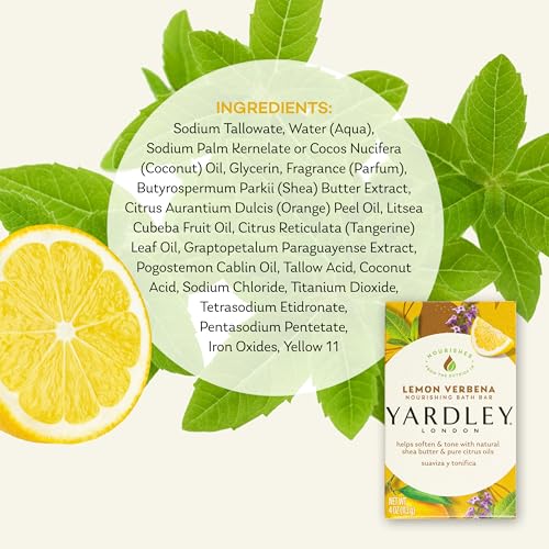 Yardley London Lemon Verbena Naturally Moisturizing Bath Bar, 4.25 ounce
