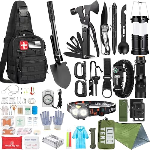 Survival Kit, 294 Pcs Survival Gear Emergency Supplies First Aid Kit | Emergency Survival Kit Camping Essentials Hiking Gear Bug Out Bag