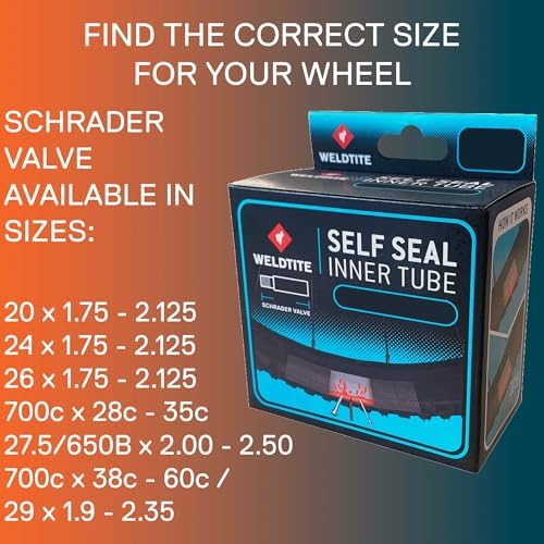 WELDTITE Self Sealing Bike Inner Tube, 27.5"/650B x 2.00-2.50 | Enhanced Durability, Schrader Valve