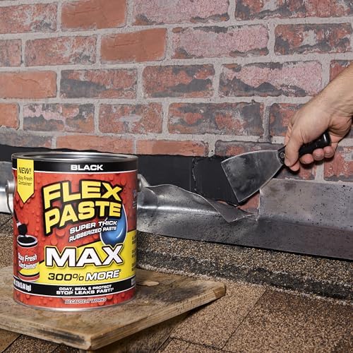 Flex Paste MAX, 12 lb Can, Black, Waterproof Paintable Putty, Spackle Sealant, Fill Gaps Cracks Holes - Block Out Water and Air - UV Resistant - Walls
