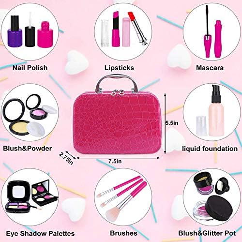 TEPSMIGO Pretend Makeup Kit for Girls, Kids Pretend Play Makeup Set - with Cosmetic Bag for Birthday Christmas