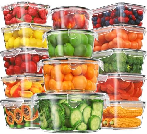28 Pieces Food Storage Containers with Lids EXTRA LARGE Freezer Containers for Food BPA-Free Meat Fruit Vegetables Plastic Containers with lids